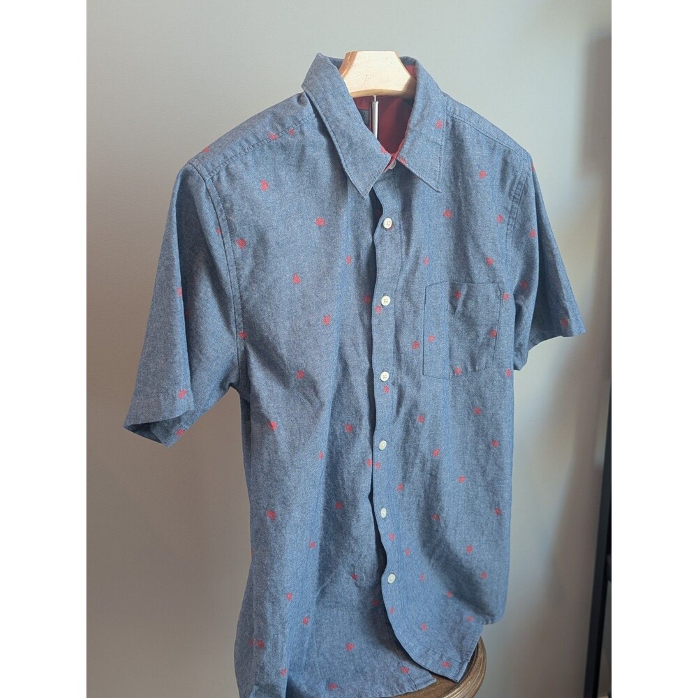 Men's Short Sleeve Button Down Shirt Size Medium AOP Sailboat Pattern Ocean